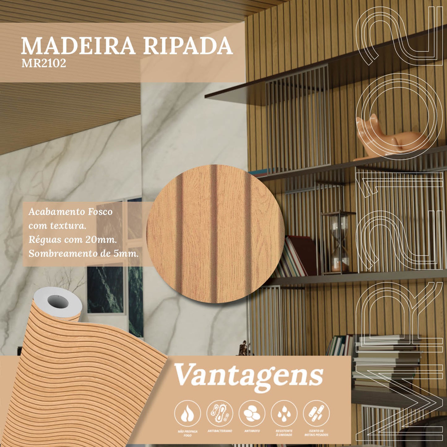 VINIL GOLD MADEIRA RIPADA MR - 2102 ( CARVALHO)