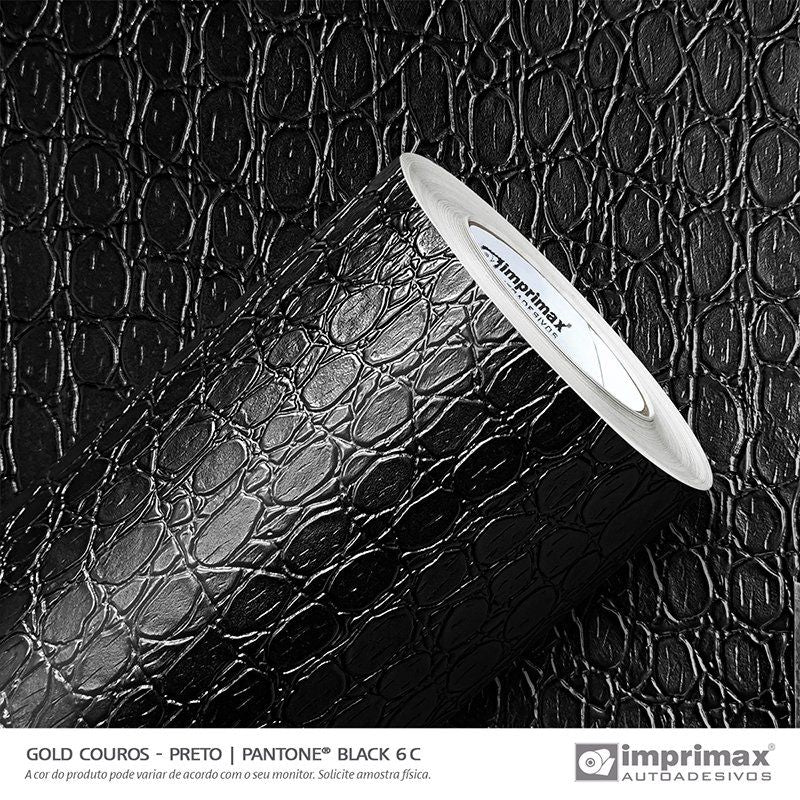VINIL GOLD COUROS CROCO PRETO
