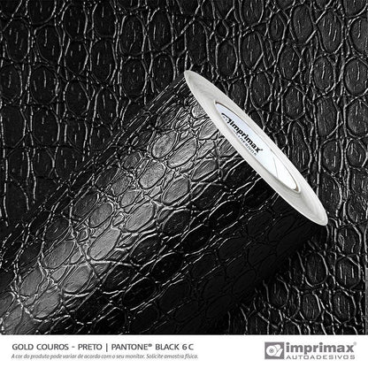VINIL GOLD COUROS CROCO PRETO