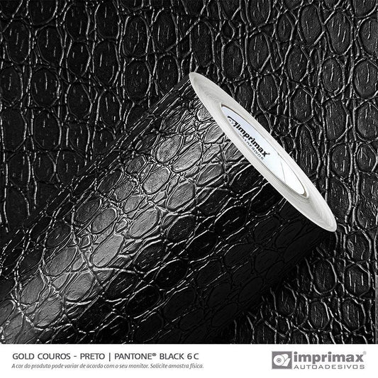 VINIL GOLD COUROS CROCO PRETO