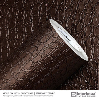 VINIL GOLD COUROS CROCO CHOCOLATE